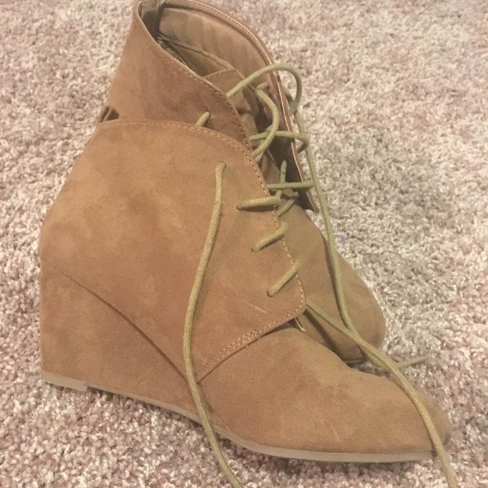 Velvety Wedge Ankle Boots